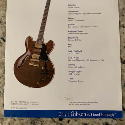 Gibson ES-335 Brochure Trans Brown 1998 image 2