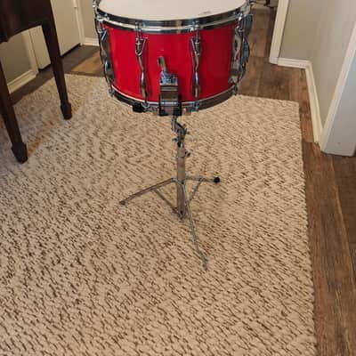 VINTAGE YAMAHA RECORDING CUSTOM 8x14 SNARE — HOT RED — NEW BATTER HEAD, NEW EXTENDED SNARE WIRES — VIDEO image 2