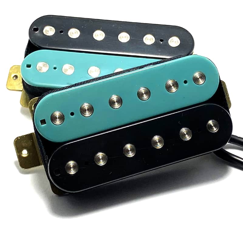 Dragonfire Zebra Screamers Humbucker Set ~ Teal Black Zebra Style #1 ~ Bridge + Neck HH Pickup Set image 1