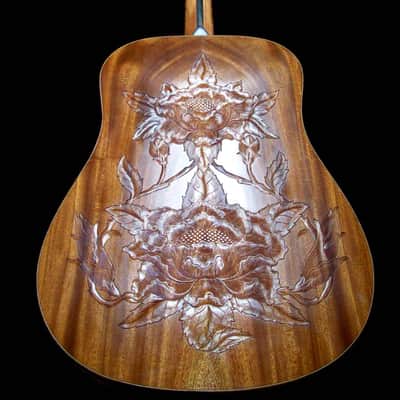 Blueberry  Handmade Dreadnought Acoustic Guitar Floral Motif - Built to Order image 10