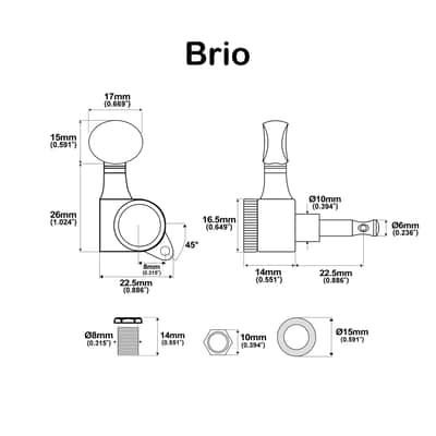 6-in-Line Locking Tuners – 18:1 Ratio with Vintage Oval Buttons image 2