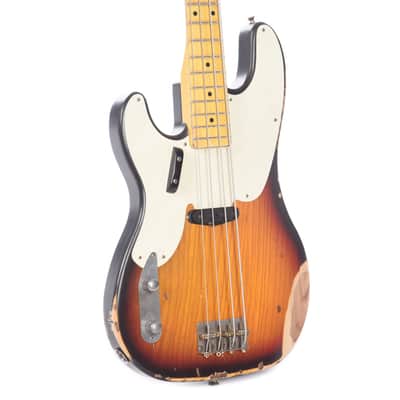 Nash PB-55 3-Tone Sunburst Medium Relic LEFTY w/Lollar Pickups &1-Ply White Pickguard image 2