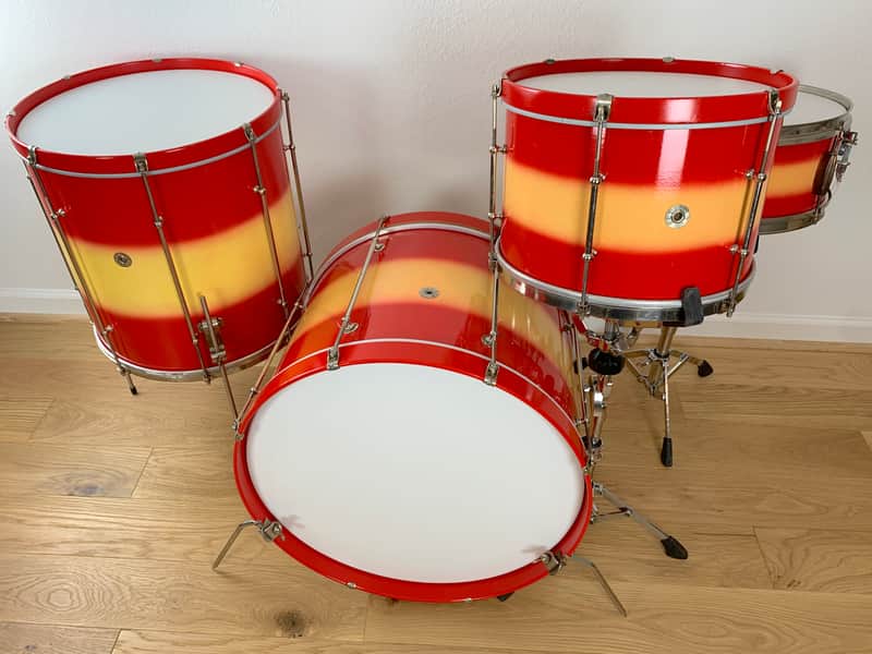Decolite 4-Piece Drum Set Vintage Gretsch Jasper Shells 13-16-20-5x14 60s - Red Yellow Duco image 1
