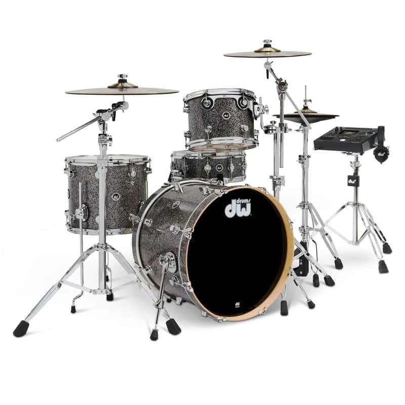 DW DWe 4pc Complete Electronic/Acoustic Drum Set w/Roland V51 Black Galaxy image 1