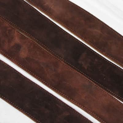 FENDER Suede Leather BROWN guitar STRAP - 2.5" wide - blem image 13