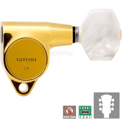 NEW Gotoh SG301-P7 L3+R3 Tuning Keys w/ White PEARLOID Buttons Set 3x3 - GOLD