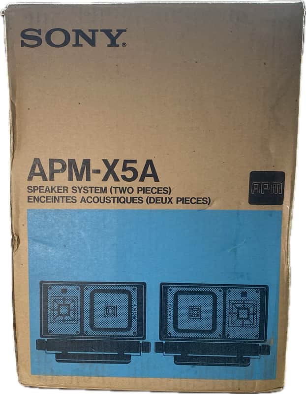 Sony APM-X5A Square Drive Bookshelf Speaker System Pair – Open Box NOS, Original Packaging & Manual