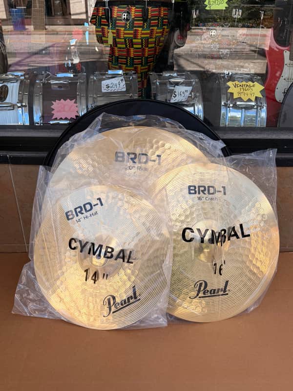 Pearl BRD1 3 Piece Cymbal Pack; Pearl Logo; 14" Hi-hats, 16" Crash, 20" Ride image 1