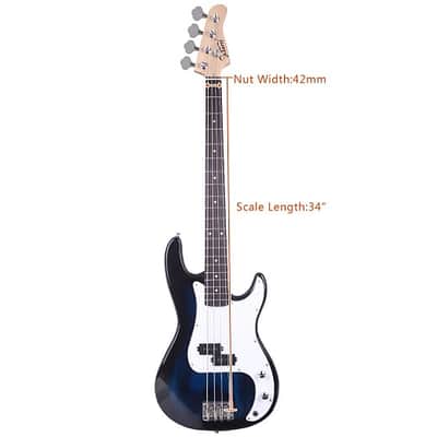 Glarry GP Blue 4 String Bass Guitar w/ 20W Amplifier image 16