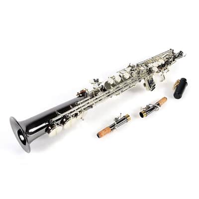 Allora ASPS-450 Vienna Series Straight Soprano Sax Regular Black Nickel Body Silver Keys image 1