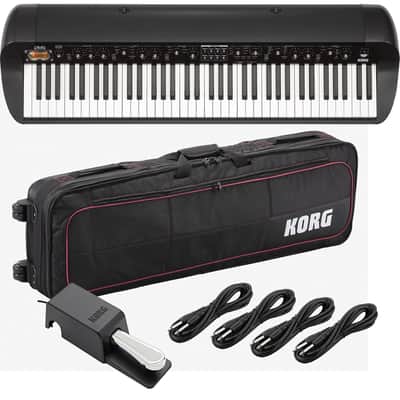 Korg SV-2 73-Key Vintage Stage Piano (Black) (Korg DS-2H Pedal Included), Korg CBSV173, (4) 1/4 Cables Bundle