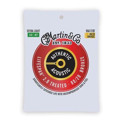 Martin Authentic Acoustic Lifespan 2.0 80/20 Bronze Guitar Strings (.010 - .047) image 1