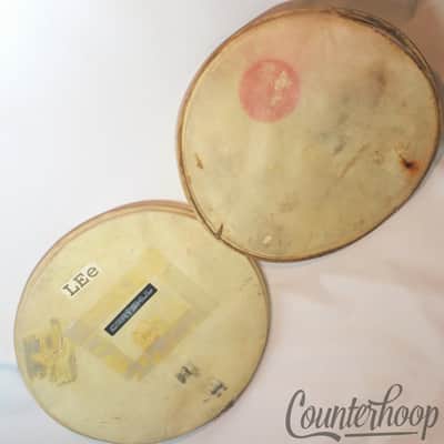 Gretsch 2x 24" Broadkaster Calf Skin Bass Drum Heads Calfskin Vintage 40s USA RB image 1