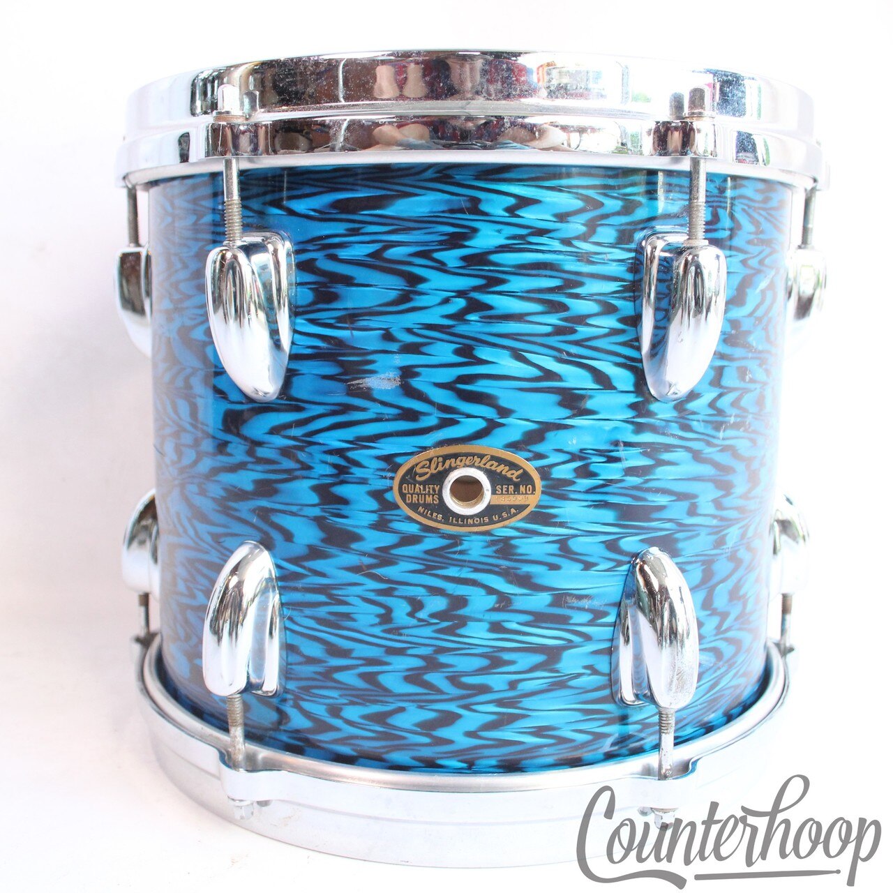 Slingerland 10x9" Tom Drum 60s Blue Agate Niles Sound King 1968 Set-O-Matic RARE — main photograph