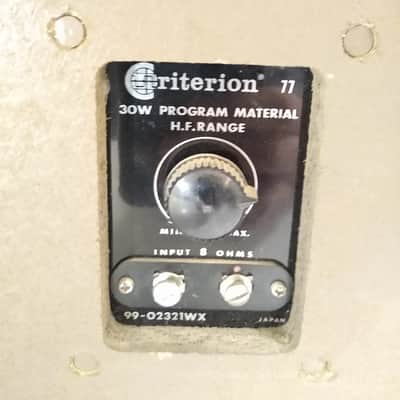 CRITERION 77 SPEAKERS 30 WATT 99-02321WX H. F. RANGE 8 OHM WOOD 1972 image 15
