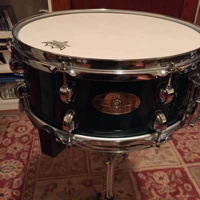 Premier Artist Maple Snare Drum 1990's Beautiful Green Stain image 2