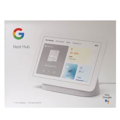 Google Nest Hub 2nd Gen - Smart Home Display with Google Assistant - Chalk + 2x Google Nest Video Battery Doorbell White image 4