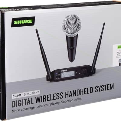 Shure GLXD24+/SM58 Dual Band Pro Digital Wireless Microphone System - 12-Hour Battery Life, 100 ft Range | SM58 Handheld Vocal Mic, Single Channel Receiver (GLXD24+/SM58-Z3) image 2