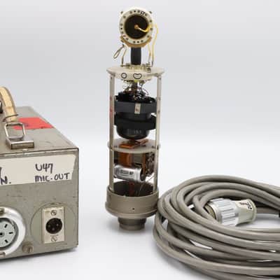 Neumann U47 Long Body #2927 - K47 capsule, VF14M tube, BV08 Transformer, original PSU and Cable 1950s - Chrome Top / Grey Painted Body image 2