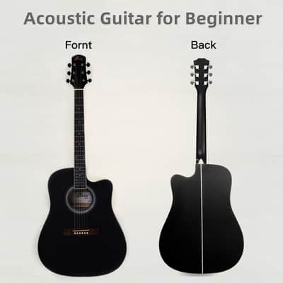 WINZZ 41 Inches Acoustic Cutaway Guitar Package for Beginners Students Kids - Black image 4