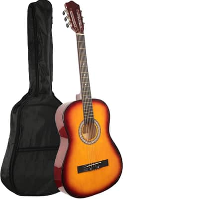 38in Beginner Acoustic Guitar Basic Starter Kit Tuner Bag Capo Strings Strap Picks Student Kids Guitar Pickguard with Gig Bag Sunburst image 1