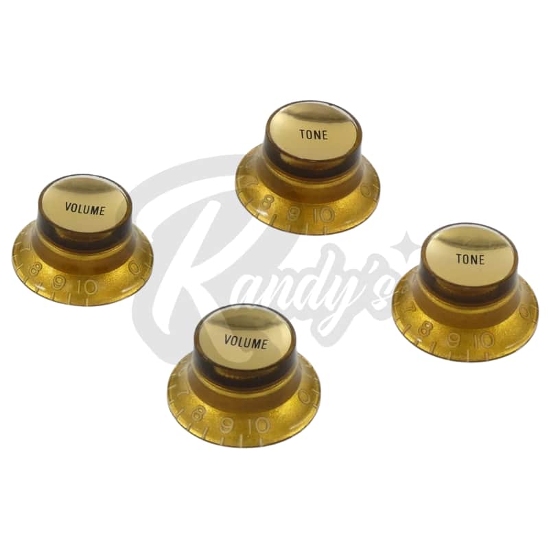 Advanced Plating 3024-25N Historic CAB Top Hat Reflector Knobs - Tone & Volume (4-Pack) - Fits Gibson®-Gold w/ Gold Inserts / Gold w/ Gold Inserts image 1