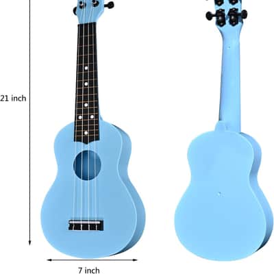 Kids Toy Ukulele 21 inch Plastic Ukelele,Musical Instrument, Ukulele Toy Gift for Children Beginners with Bag Picks Strings (Light blue) image 2