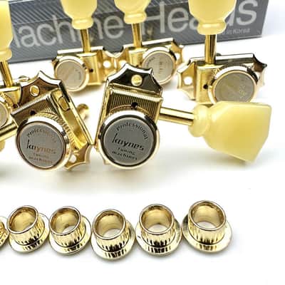 Kaynes 3x3 Guitar Lock String Tuning Pegs – Gold Vintage Deluxe Style Locking Tuners Keys Machine Heads Tuners for Les Paul LP SG Style Electric or Acoustic Guitar (Golden) image 4
