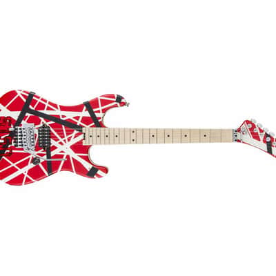 Used EVH Striped Series 5150 Electric Guitar - Red, Black and White Stripes image 5