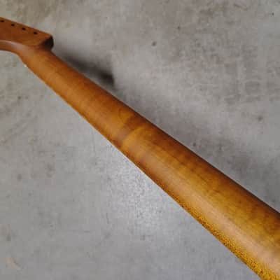 Flame Roasted Maple Strat Neck fits fender Stratocaster body 22 frets Modern image 7