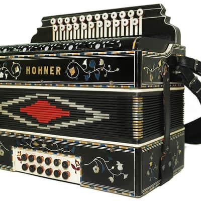 Hohner Antique Decorated Vintage Button Accordion Garmon Squeezebox Concertina, 2227, made in Germany Amazing Wonderful sound image 5