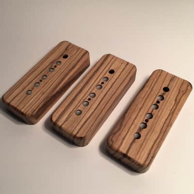 Guilford Zebrawood P-90 Pickup Covers for Gibson/Lollar and others - Set of 3 Natural Wood image 2