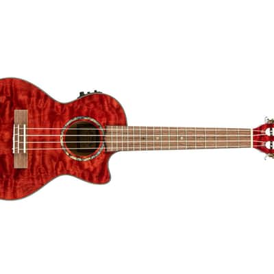 Lanikai QM-RDCET Quilted Maple Red Stain Tenor Acoustic-Electric Ukulele image 1