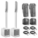 Electro-Voice EVOLVE30M White (Pair) Portable Column Sound System with 2x Evolve30M-SUBCVR and 4x 25' XLR Cables