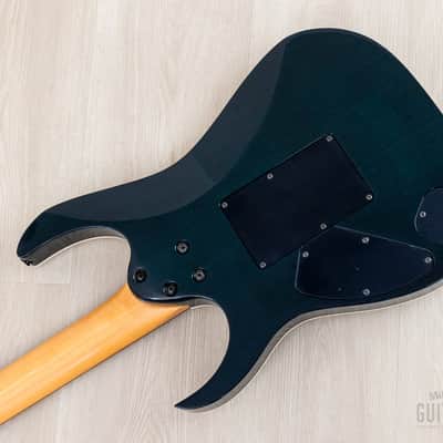 1998 Ibanez J Custom KRG1802 Spot Model Transparent Turquoise AAAA Flame Top DiMarzio HH image 14