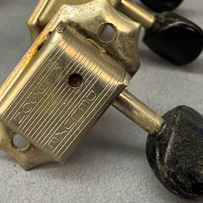 Kluson Double Line Lap Steel Tuner set 1960's Nickel w/ Black Buttons image 3