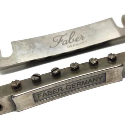Faber Nickel AGED Bridge + Tailpiece set, ABR-1,Nylon saddles image 3