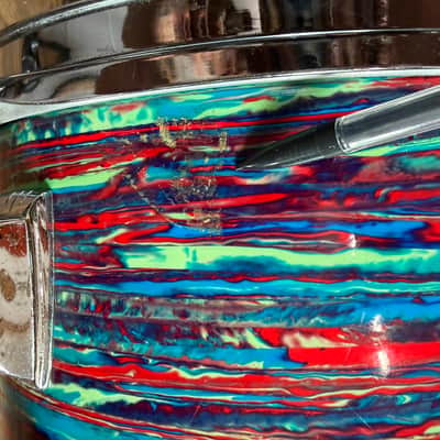 Ludwig Psychedelic Red 9x13" Rack Tom w/ Keystone Badge 1968-1969 // RARE!! // image 8