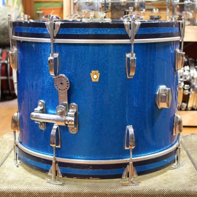 1960s Ludwig Downbeat Outfit in Sparkling Blue Pearl 14x20 8x12 14x14 image 3