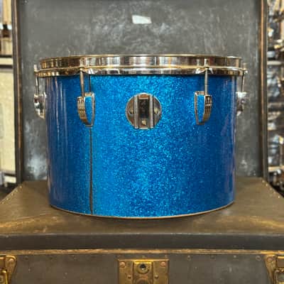 VINTAGE 1970's Ludwig 9x13" Blue & Olive Badge Concert Tom in Blue Sparkle image 2