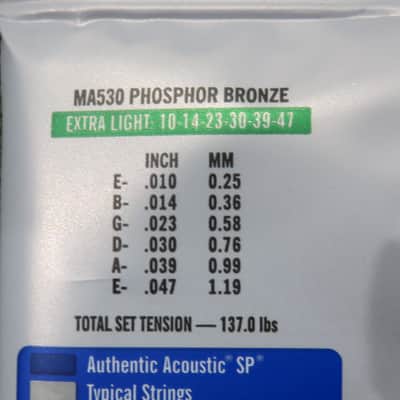 Martin & Co. MA530 Authentic SP Extra Light Phosphor Bronze 10-47 Acoustic Strings image 6