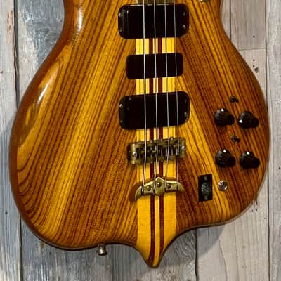1979 Alembic Series 1, 4 String Bass, Stunning Natural Zebra Wood, LED Fret Lights, Very Nice Bass ! image 3