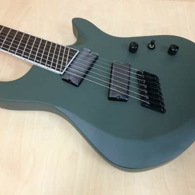 Haze-7 MGS Fanned Frets 7-String Electric Guitar,Military Green+ Free Gig Bag image 2