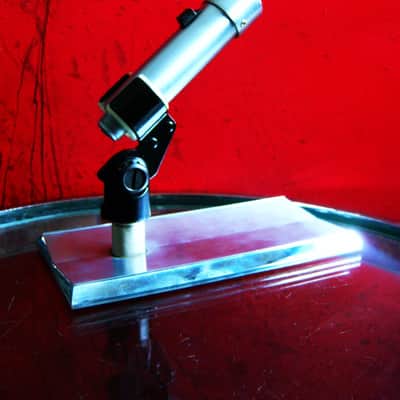 Vintage 1950's Shure 777 / 777S satin chrome crystal microphone harp mic Hi Z w mic clip and Ampex stand PROP REPAIR image 11