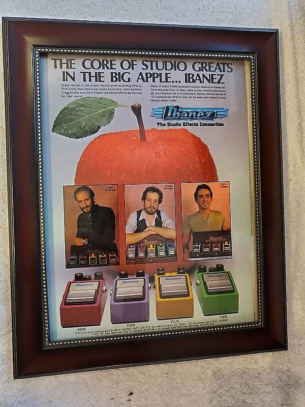1981 Ibanez Pedals Color Promo Ad Framed John Scofield, Craig Snyder AD9, TS9, FL9, CS9 Original image 1