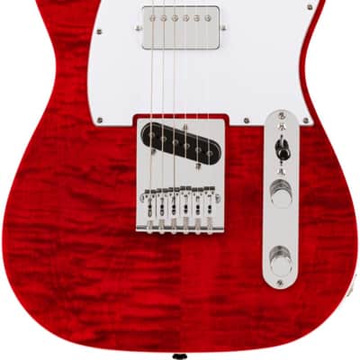 Squier Affinity Series Telecaster Flame Maple Top Crimson Red Transparent image 2