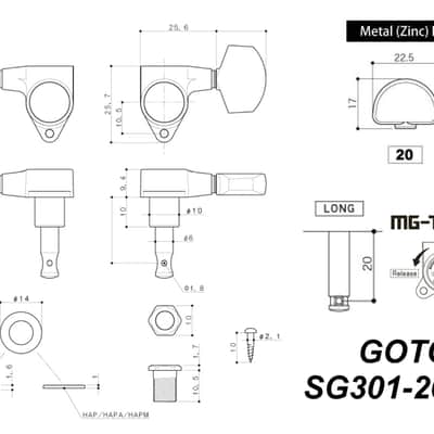 GOTOH SG301-20-MGT Locking Tuning Machines w/ Grover buttons- 3L x 3R - Chrome image 4