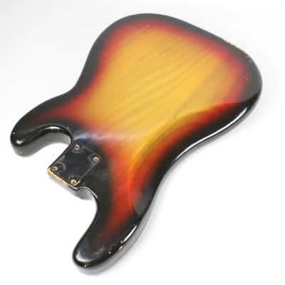 1977 Vintage Fender Precision Bass Lefty Sunburst Ash BODY Left-Handed 1970s USA PBass w/Original Bridge image 14