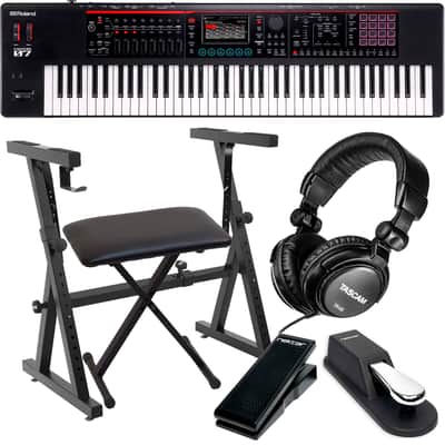 Roland Fantom-07 76-Key Keyboard, Stand, Bench, Sustain, Expression Pedal, Tascam TH02 Bundle