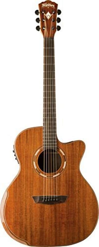 Washburn Comfort Deluxe 55 Series Grand Auditorium Cutaway Acoustic Electric Guitar, Koa (WCG55CE-O-U) image 1